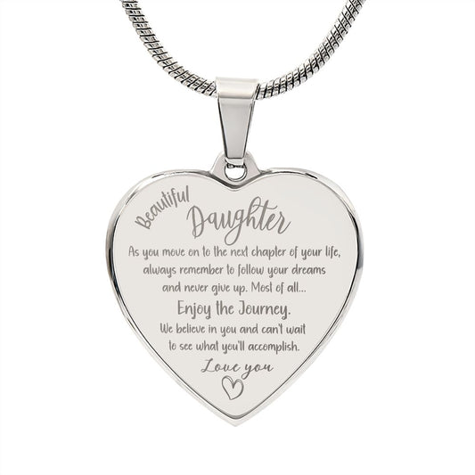 Engraved personalized heart pendant to daughter graduation motherhood marriage new job