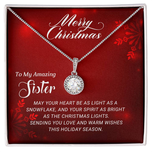 To My Amazing Sister Sending You Love | Christmas Gift for Sister | CZ Diamond Pendant