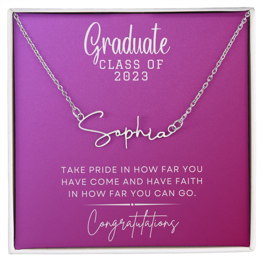 Customized Graduation Name Necklace | Personalized Name Necklace | 18k Gold or Polished Stainless Steel