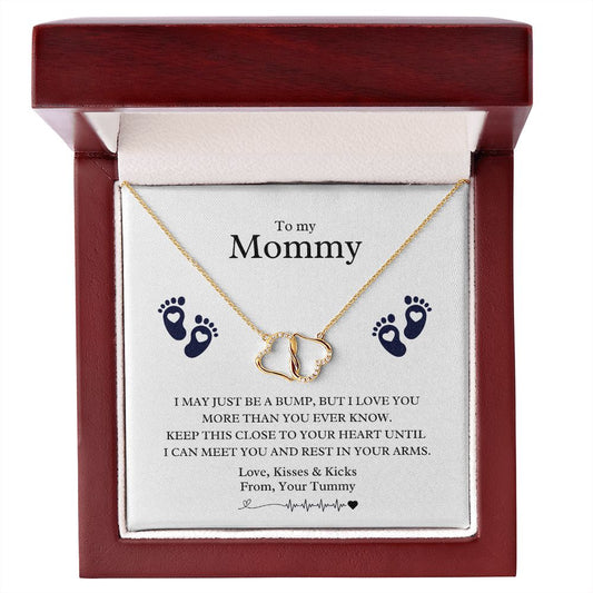 To My Mommy | 10k Gold Mom To-Be Necklace | 10k Gold Heart Pendant | From Her Tummy!