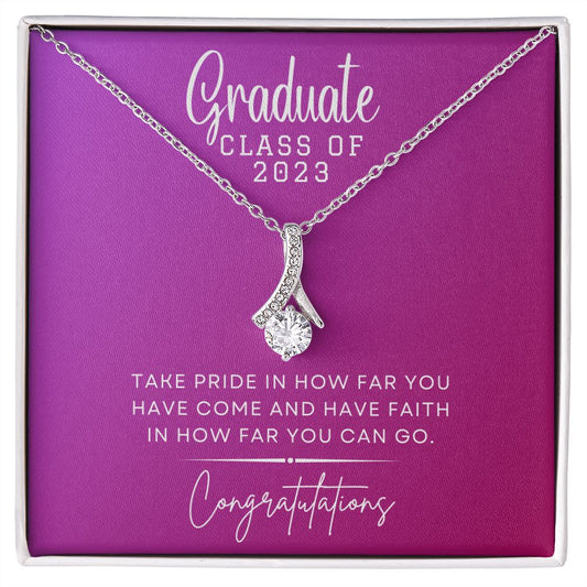 Graduation Pendant Necklace | 14k White Gold or 18k Yellow Gold | Best Gift for 2023 Graduation
