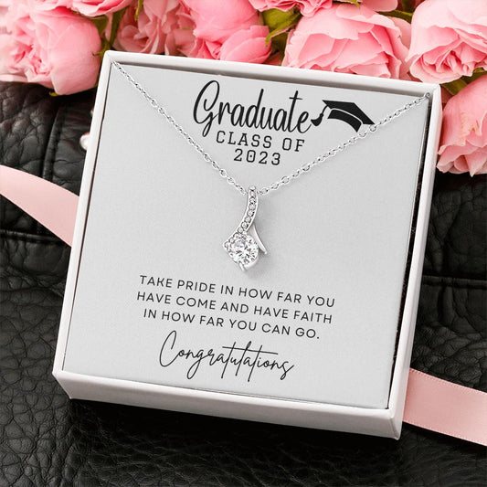 Minimal Graduation Pendant Necklace | 14k White Gold or 18k Yellow Gold | Perfect Gift for Graduate