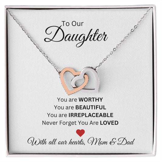Daughter You are Loved, Positivity Necklace from Mom & Dad