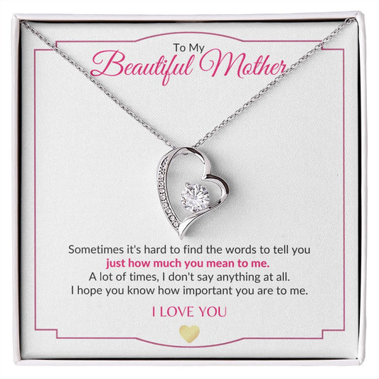 To My Beautiful Mother Necklace | I Hope You Know How Important You Are | Best Gift for Mom